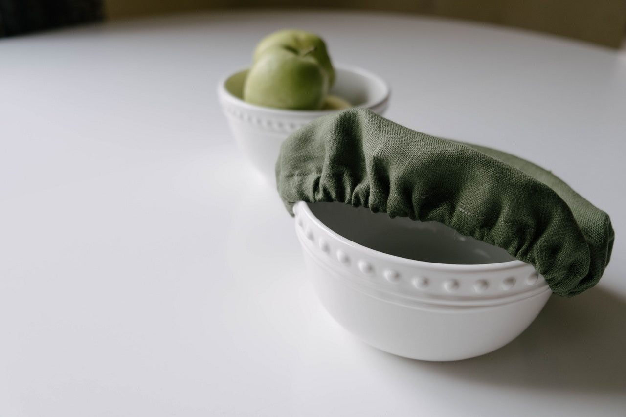 Hemp Linen Bowl Covers Hemp Linen fabric container covers
