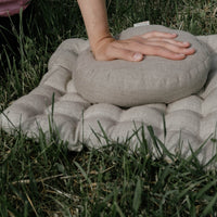 Small articular yoga cushion filled buckwheat hulls Linen Zafu pillow / Oval Linen floor pillow with Buckwheat hulls Meditation