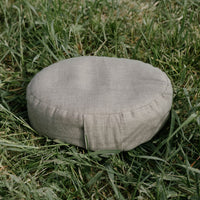Small articular yoga cushion filled buckwheat hulls Linen Zafu pillow / Oval Linen floor pillow with Buckwheat hulls Meditation