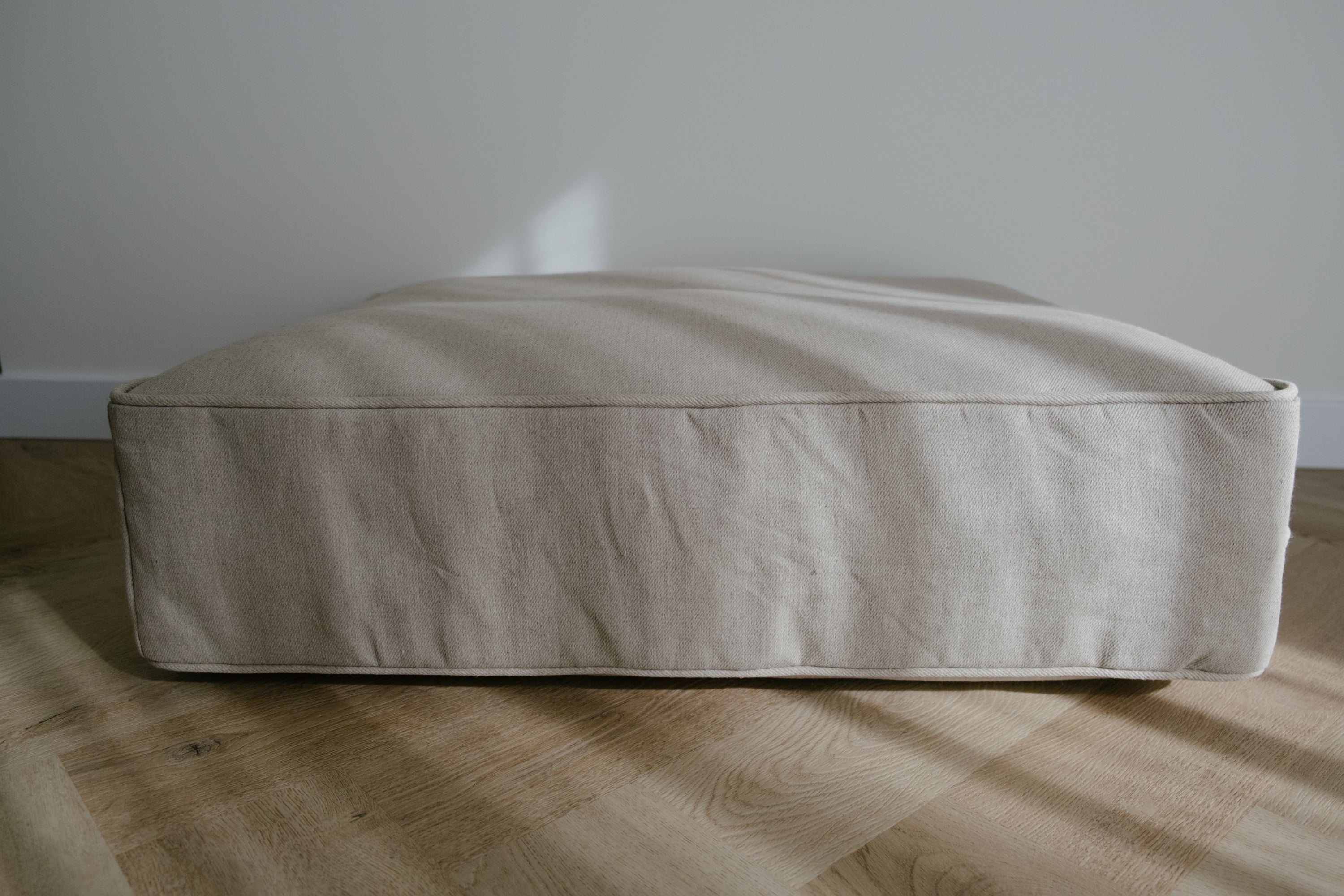 Natural Hemp Fiber Dog Bed with RemovableLinen Cover - Pet Pouf for Large & Small Dogs Thick Breathable Mat Pad Pet Cushion