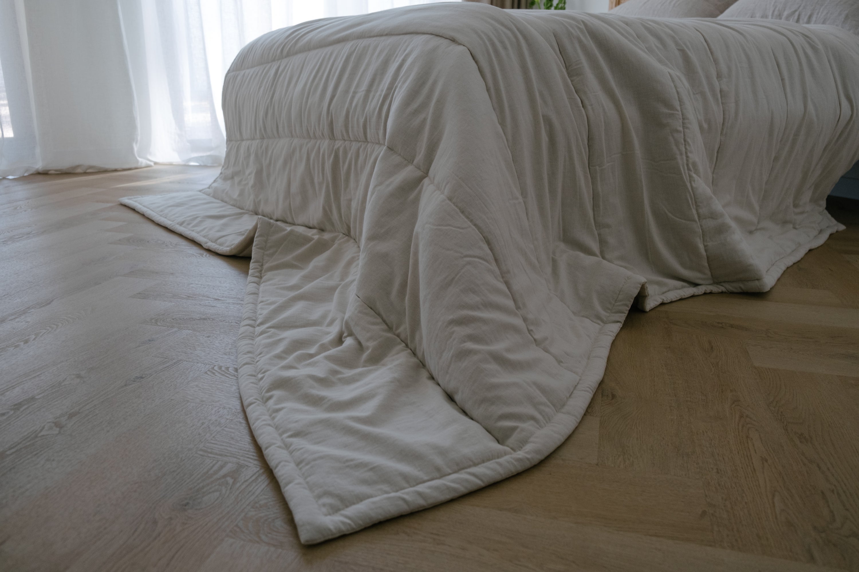 Hemp Linen Blanket – Hemp Fiber filled Comforter in Natural non-dyed Soft Washed Linen Cotton fabric, Breathable Natural Bedding