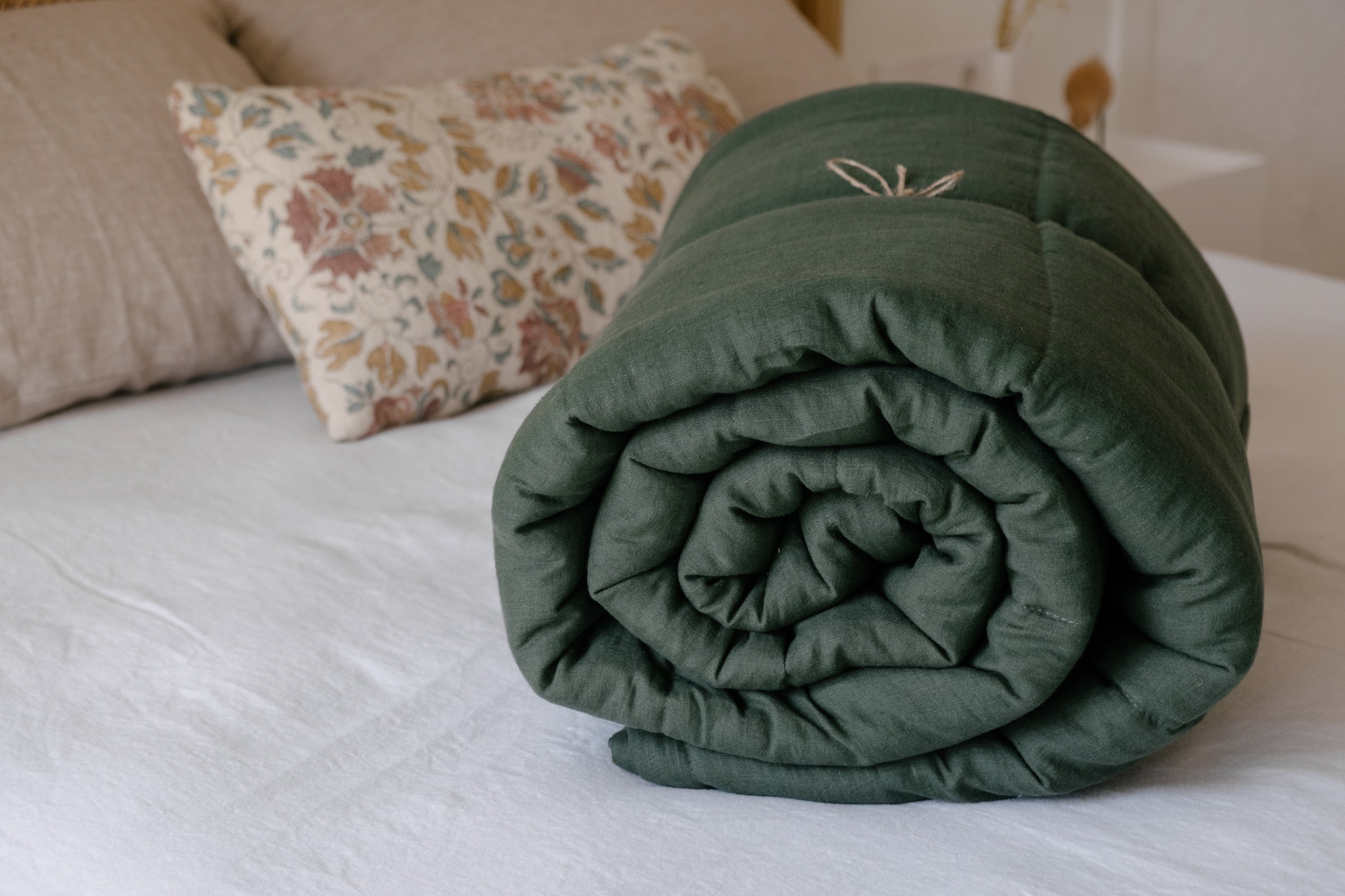 Natural Hemp Linen Blanket "Wood Breeze" quilt - linen organic fabric + filler organic Hemp fiber