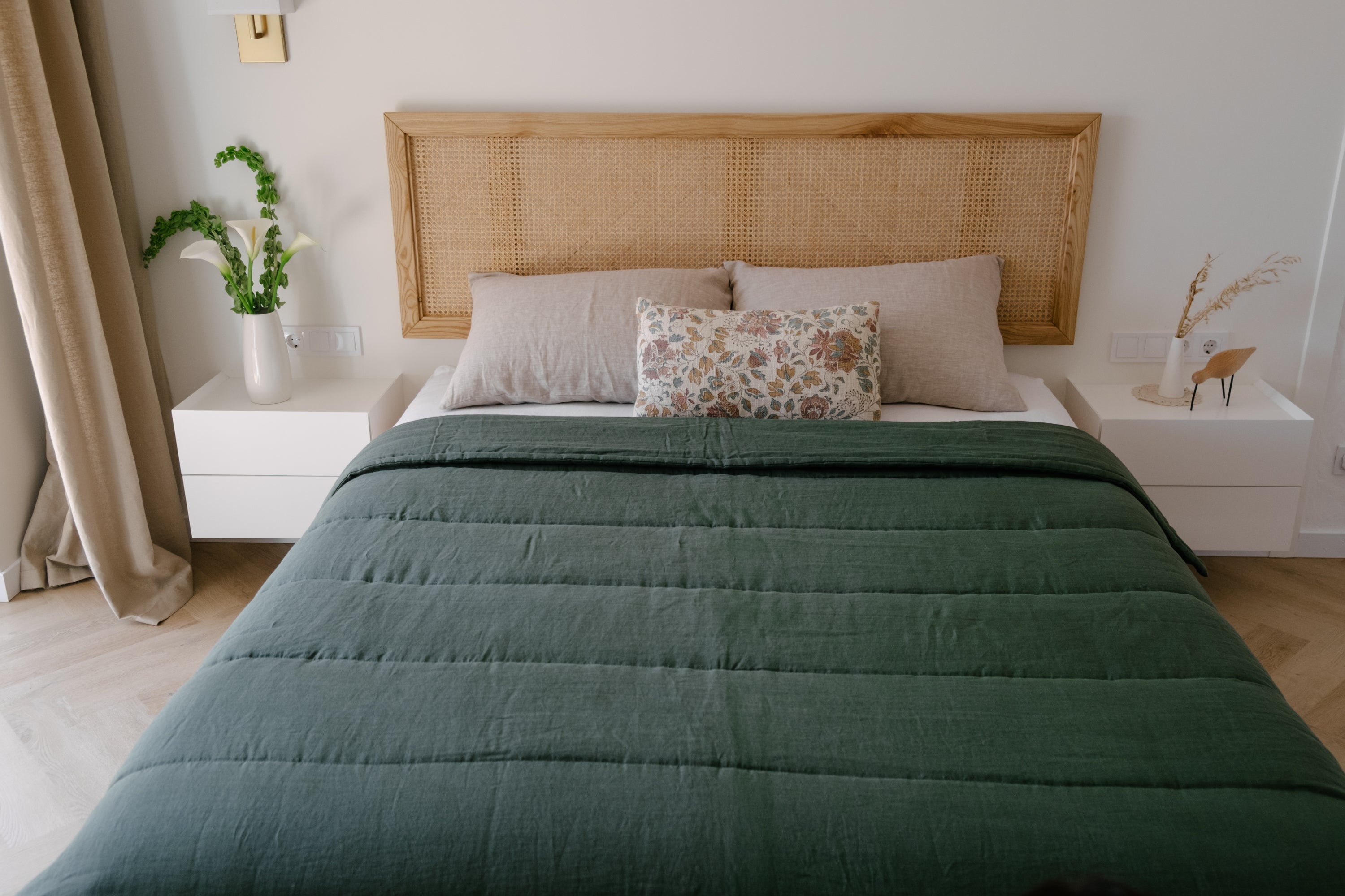 Natural Hemp Linen Blanket "Wood Breeze" quilt - linen organic fabric + filler organic Hemp fiber