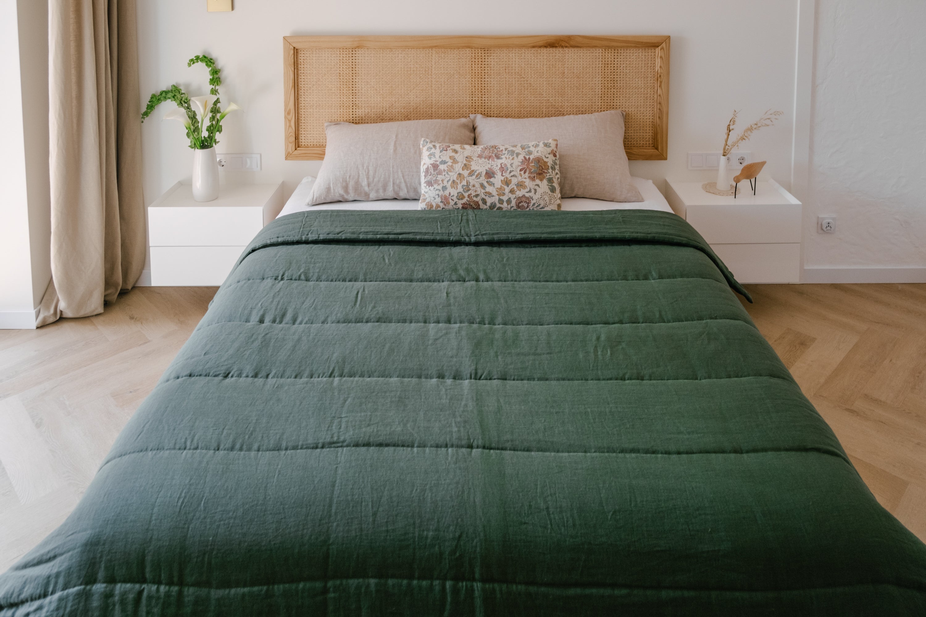 Natural Hemp Linen Blanket "Wood Breeze" quilt - linen organic fabric + filler organic Hemp fiber