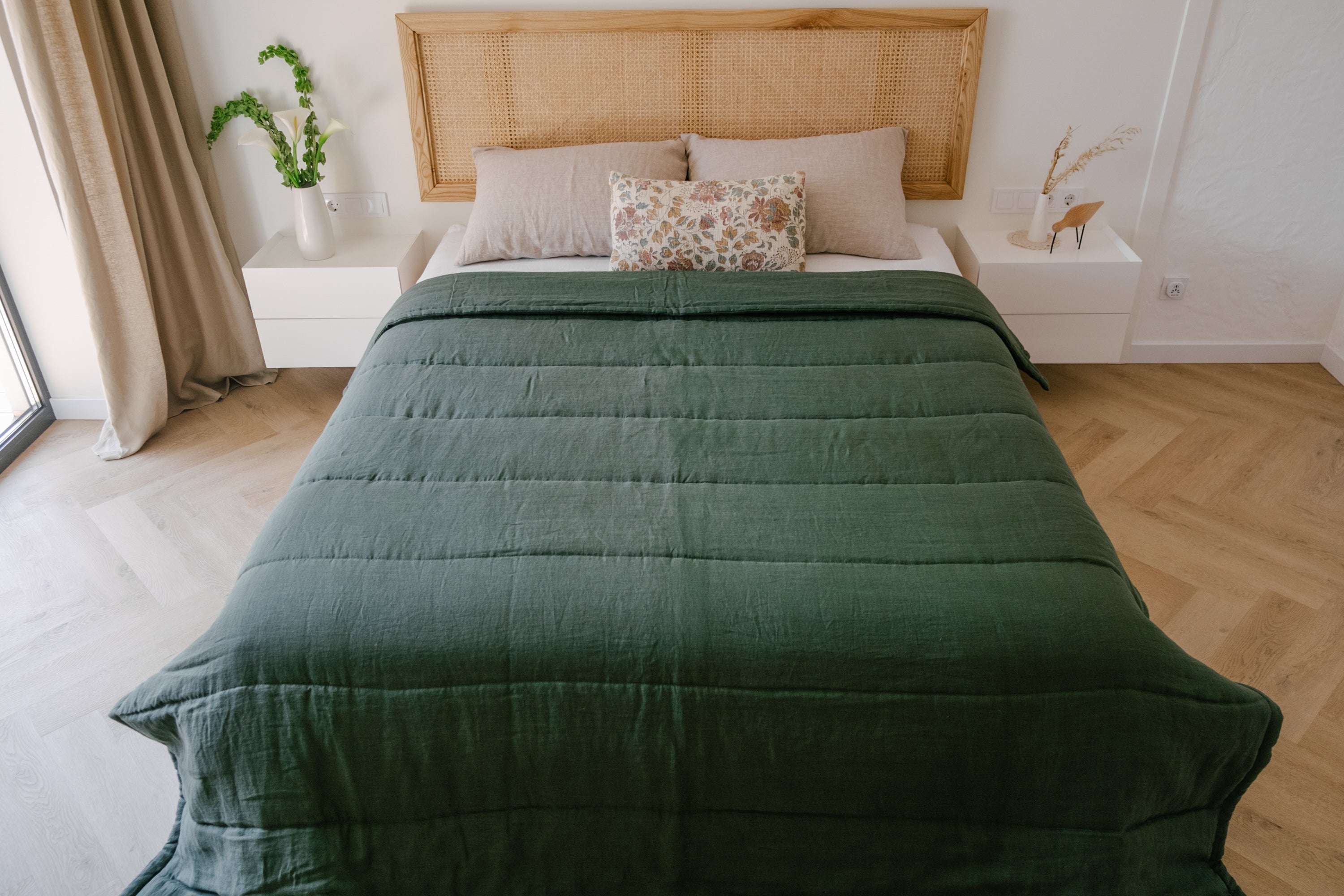 Natural Hemp Linen Blanket "Wood Breeze" quilt - linen organic fabric + filler organic Hemp fiber