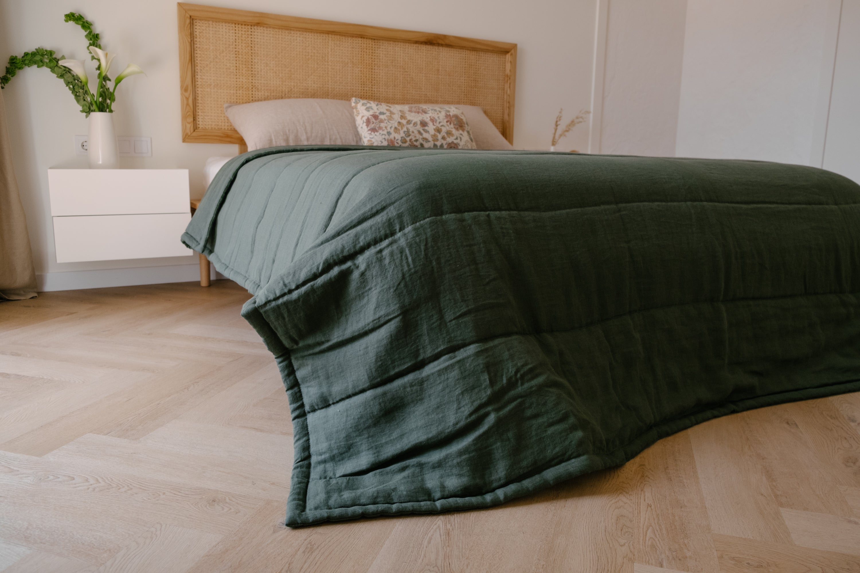 Natural Hemp Linen Blanket "Wood Breeze" quilt - linen organic fabric + filler organic Hemp fiber