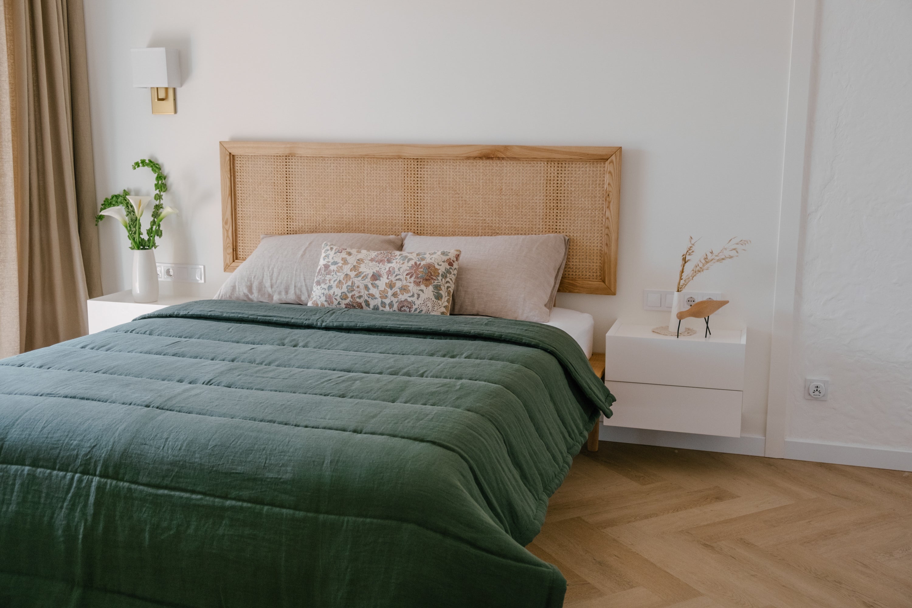 Natural Hemp Linen Blanket "Wood Breeze" quilt - linen organic fabric + filler organic Hemp fiber