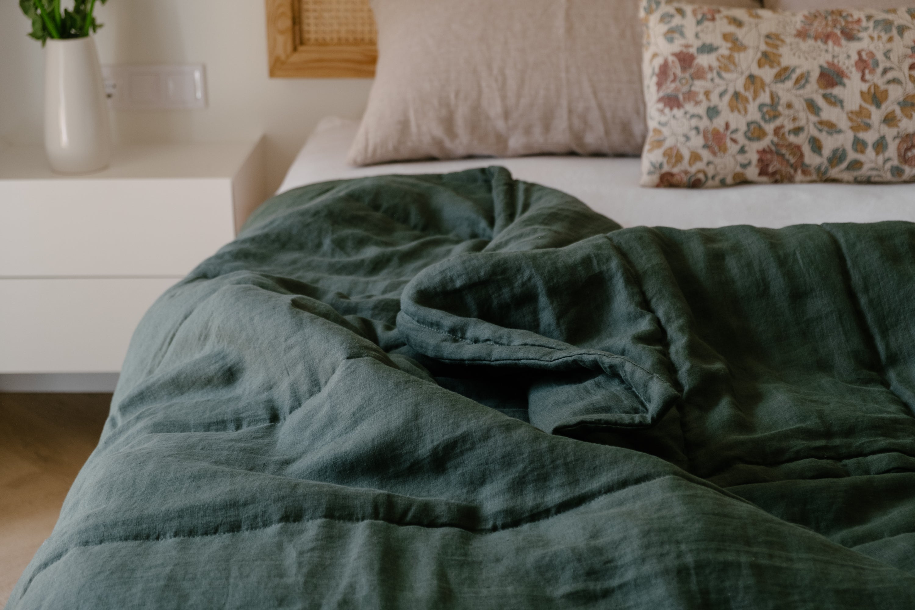 Natural Hemp Linen Blanket "Wood Breeze" quilt - linen organic fabric + filler organic Hemp fiber