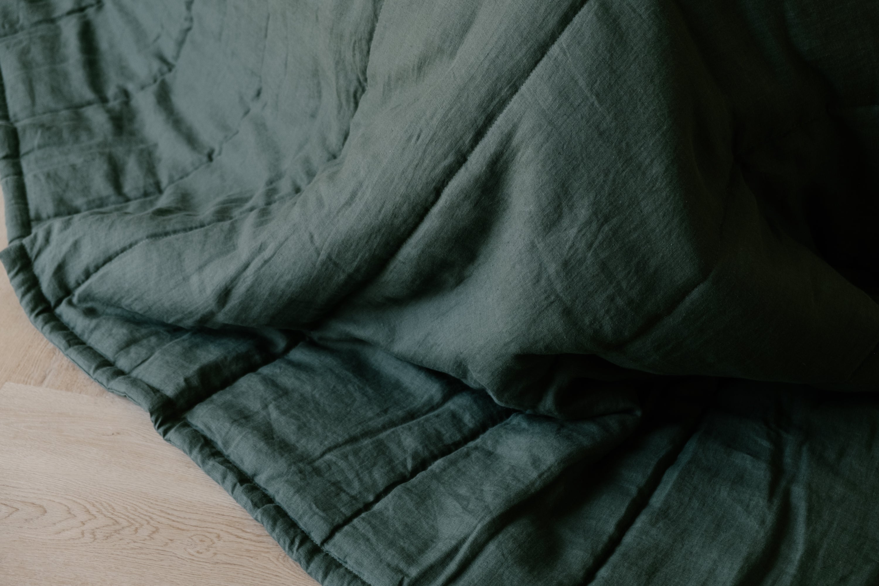 Natural Hemp Linen Blanket "Wood Breeze" quilt - linen organic fabric + filler organic Hemp fiber