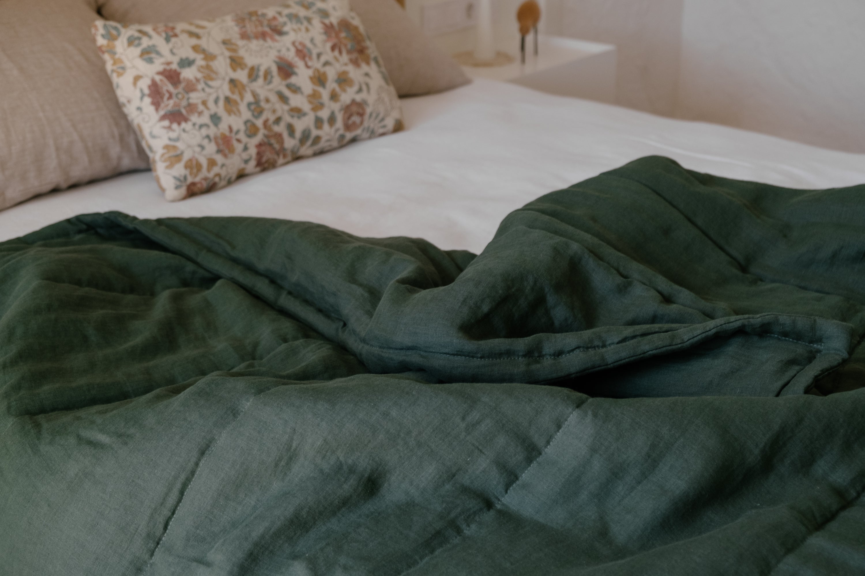 Natural Hemp Linen Blanket "Wood Breeze" quilt - linen organic fabric + filler organic Hemp fiber