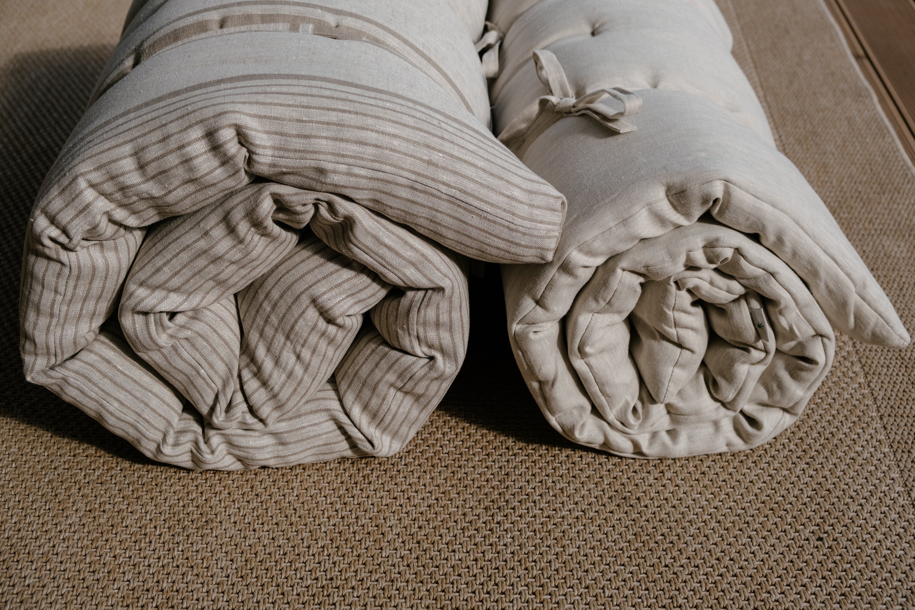 2" Hemp Linen Mattress Topper Mat - Slow Living Comfort Pure Linen & Hemp Fiber Filling Hand made