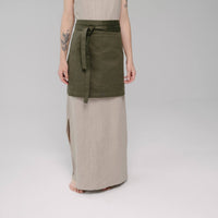 Khaki Cotton Waist Apron, natural bistro apron half apron with pockets Personalized Embroidery Apron for women, men