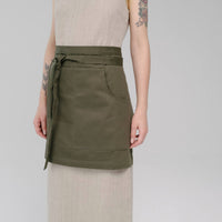 Khaki Cotton Waist Apron, natural bistro apron half apron with pockets Personalized Embroidery Apron for women, men