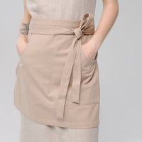Beige Cotton Waist Apron, natural bistro apron half apron with pockets Personalized Embroidery Apron for women, men