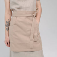 Beige Cotton Waist Apron, natural bistro apron half apron with pockets Personalized Embroidery Apron for women, men