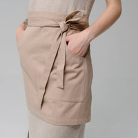 Beige Cotton Waist Apron, natural bistro apron half apron with pockets Personalized Embroidery Apron for women, men