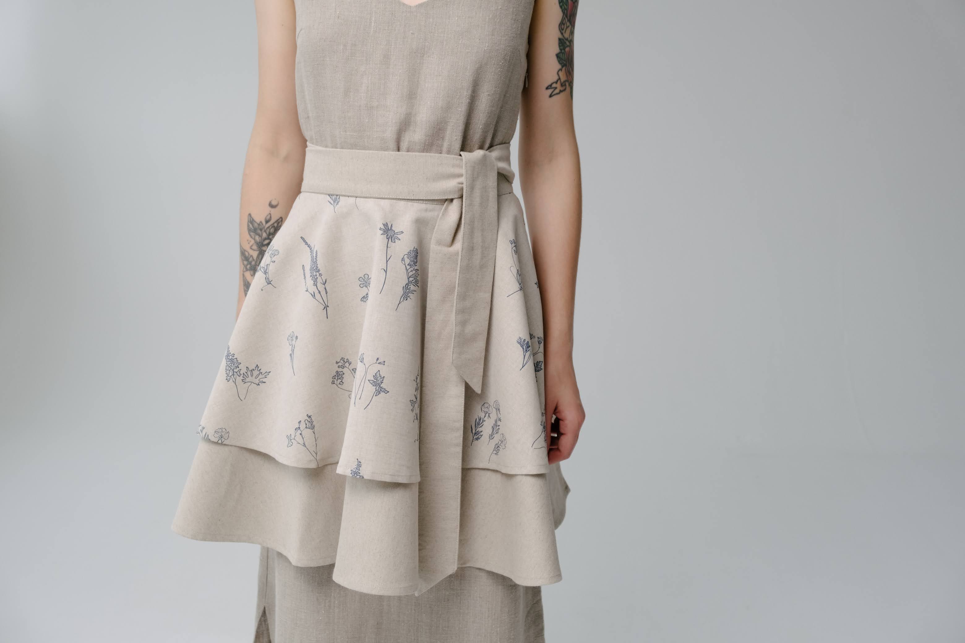 Linen Waist Apron vintage rustic, natural apron half apron Apron for woman