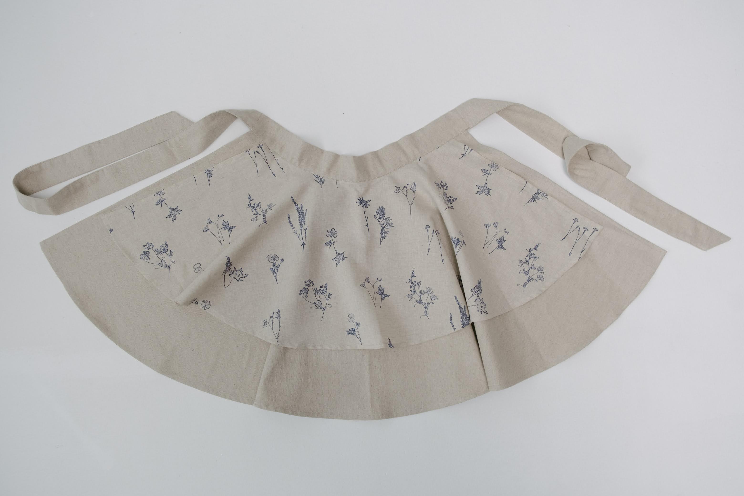 Linen Waist Apron vintage rustic, natural apron half apron Apron for woman