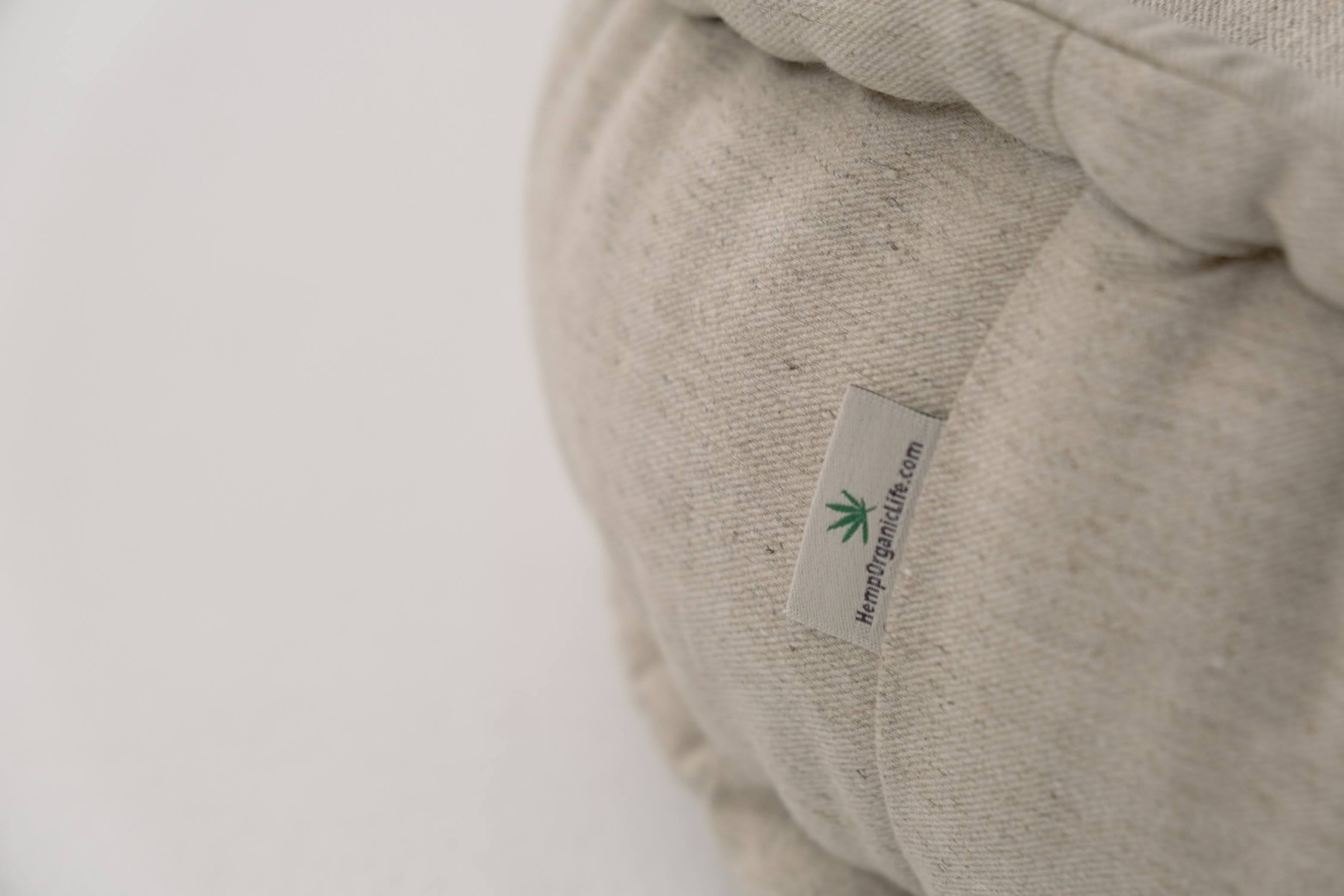 Thick Round Hemp Cushion filled Organic Hemp Fiber in natural Linen fabric Floor cushion Meditation pillow custom made size