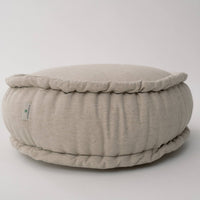 Thick Round Hemp Cushion filled Organic Hemp Fiber in natural Linen fabric Floor cushion Meditation pillow custom made size