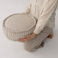 Thick Round Hemp Cushion filled Organic Hemp Fiber in natural Linen fabric Floor cushion Meditation pillow custom made size