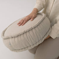 Thick Round Hemp Cushion filled Organic Hemp Fiber in natural Linen fabric Floor cushion Meditation pillow custom made size
