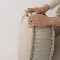 Thick Round Hemp Cushion filled Organic Hemp Fiber in natural Linen fabric Floor cushion Meditation pillow custom made size