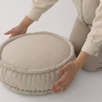Thick Round Hemp Cushion filled Organic Hemp Fiber in natural Linen fabric Floor cushion Meditation pillow custom made size
