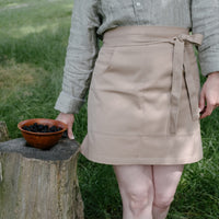 Beige Cotton Waist Apron, natural bistro apron half apron with pockets Personalized Embroidery Apron for women, men