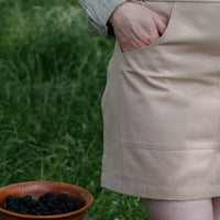Beige Cotton Waist Apron, natural bistro apron half apron with pockets Personalized Embroidery Apron for women, men