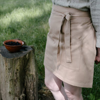 Beige Cotton Waist Apron, natural bistro apron half apron with pockets Personalized Embroidery Apron for women, men