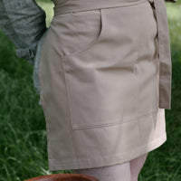 Beige Cotton Waist Apron, natural bistro apron half apron with pockets Personalized Embroidery Apron for women, men