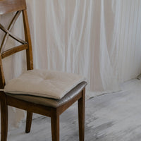 Hemp Linen seat cushion for chair with ties filled organic hemp fiber in natural non dyed linen fabric Chair Cushion Pillow seat