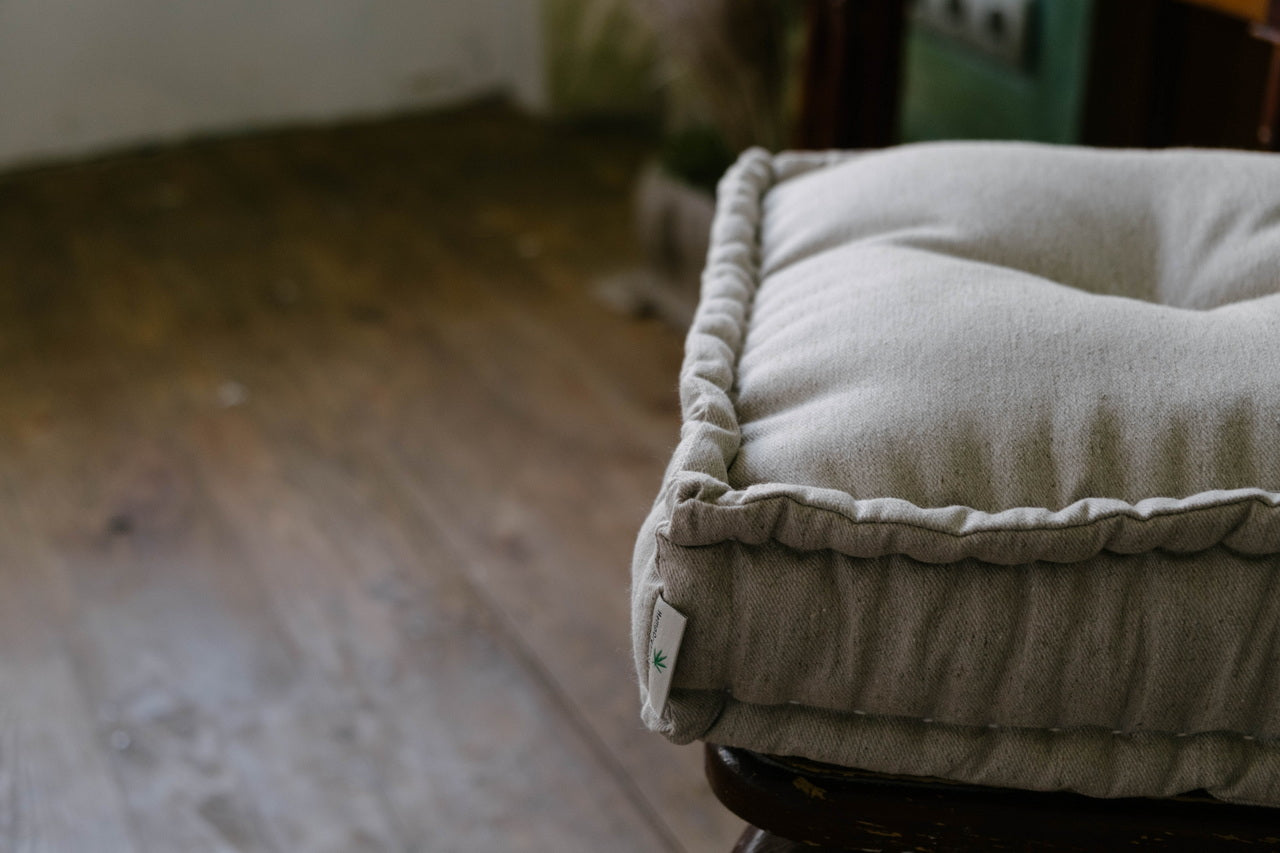 Small Hemp Linen Cushions filled organic hemp fiber in Natural non-dyed Linen Fabric / Floor Cushion Pillow Seat Decorative Meditation Yoga