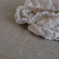 White Linen Fitted Sheet Linen Washed Fabric Queen Full, Twin, King Custom size