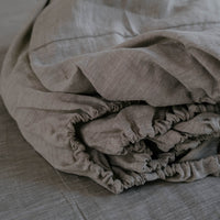 Linen Fitted Sheet Grey Undyed Unbleached Natural Gray Washed Fabric Queen Full, Twin, King Custom size