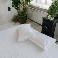 White Linen Fitted Sheet Linen Washed Fabric Queen Full, Twin, King Custom size