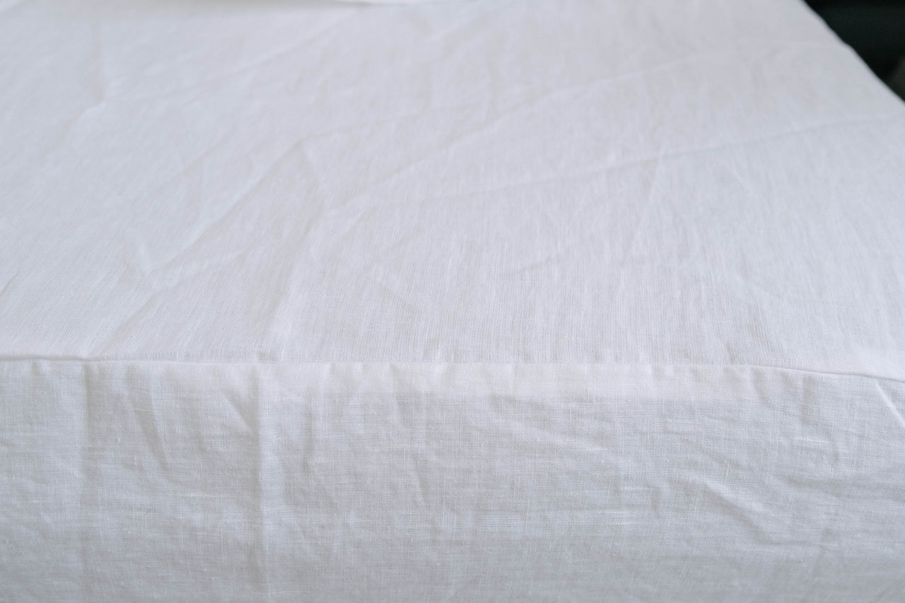 White Linen Fitted Sheet Linen Washed Fabric Queen Full, Twin, King Custom size