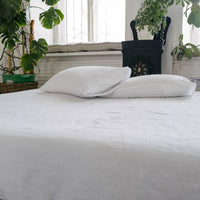 White Natural HEMP Linen blanket quilt in stripe- linen organic fabric + filler organic Hemp fiber - Full Queen King custom sizes