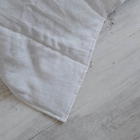 White Natural HEMP Linen blanket quilt in stripe- linen organic fabric + filler organic Hemp fiber - Full Queen King custom sizes
