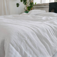 White Natural HEMP Linen blanket quilt in stripe- linen organic fabric + filler organic Hemp fiber - Full Queen King custom sizes