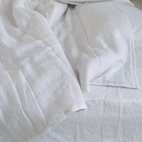 White Natural HEMP Linen blanket quilt in stripe- linen organic fabric + filler organic Hemp fiber - Full Queen King custom sizes