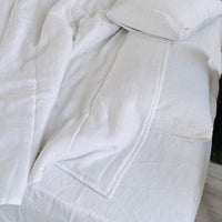 White Natural HEMP Linen blanket quilt in stripe- linen organic fabric + filler organic Hemp fiber - Full Queen King custom sizes
