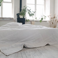 White Natural HEMP Linen blanket quilt in stripe- linen organic fabric + filler organic Hemp fiber - Full Queen King custom sizes