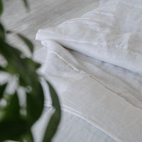 White Natural HEMP Linen blanket quilt in stripe- linen organic fabric + filler organic Hemp fiber - Full Queen King custom sizes