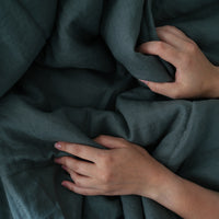 Organic HEMP Linen Comforter 300 gr.m2 Blanket Duvet Insert Linen fabric filled organic Hemp fiber in Forest Green linen Full Twin Queen King Custom Size