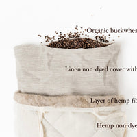 Breathable Hemp Buckwheat Hulls Pillow Hemp Undyed Fabric organic Buckwheat Hulls + Hemp Fiber Eco friendly for sleep
