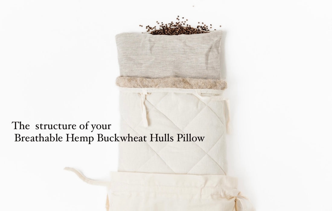 Breathable Hemp Buckwheat Hulls Pillow Hemp Undyed Fabric organic Buckwheat Hulls + Hemp Fiber Eco friendly for sleep