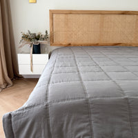 Graphite Hemp Blanket Bedspread or Throw - Hemp Filling in Washed Linen Cotton fabric - Minimalist Bed Cover - Breathable Summer blanket