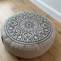 Embroidery Zafu Linen floor cushion with Buckwheat hulls /Organic Meditation cushion/ pillow seat/Meditation pillow for Yoga studio (Copy)